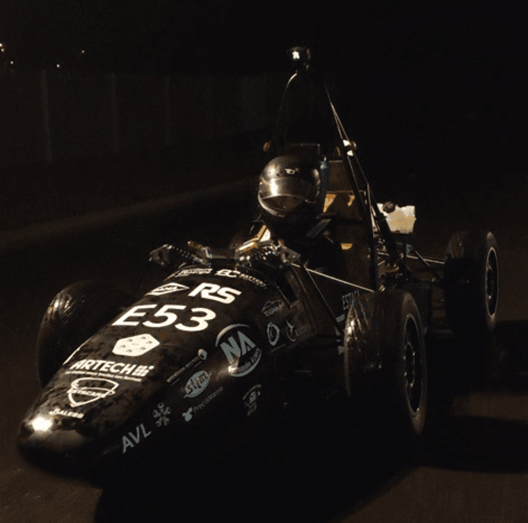 Formula Student car driving during final BSPD validation
