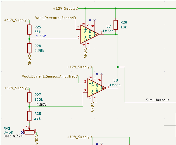 Comparator-based brake and current plausibility logic in KiCad