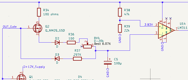 RC timing and comparator circuit used for BSPD persistence and recovery behavior