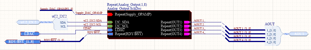 Repeated analog-output schematic block in Altium Designer