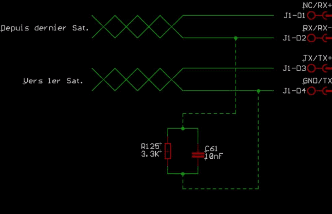 Schematic of the RC network added to the RS-485 communication path